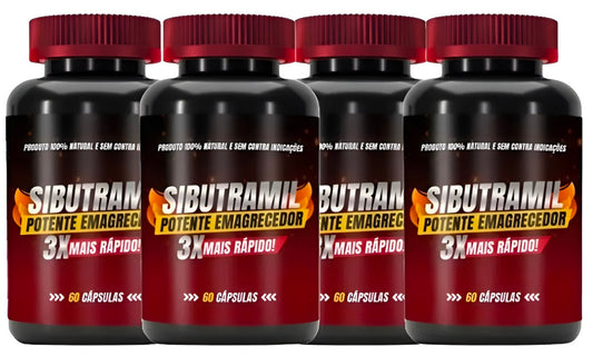 4x Sibutramil Potente Original - 240 Cápsulas Sem Sabor